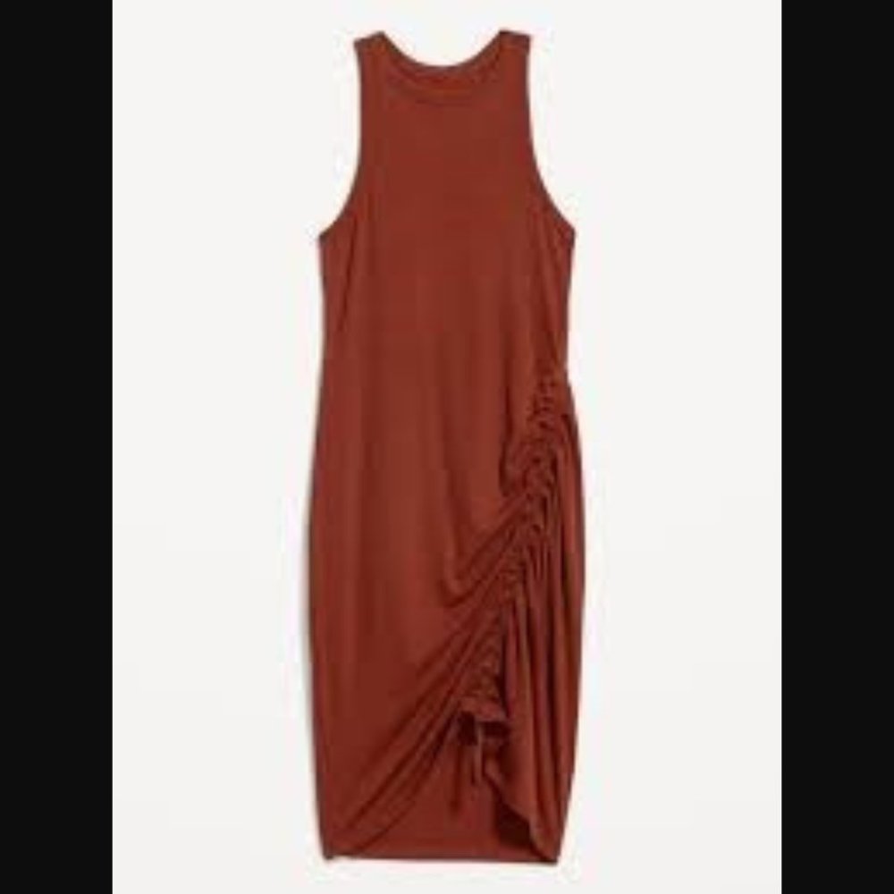 NWT! UltraLite Racerback Rib-Knit Ruched Dress